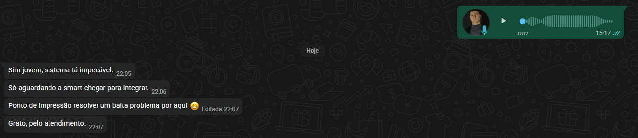 Depoimento de cliente via WhatsApp